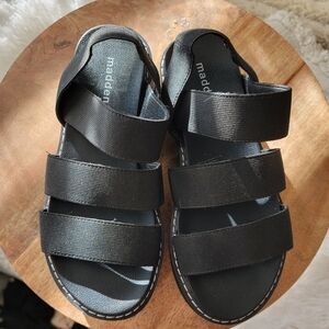 Madden Girl sz 6; womens black elastic sandals